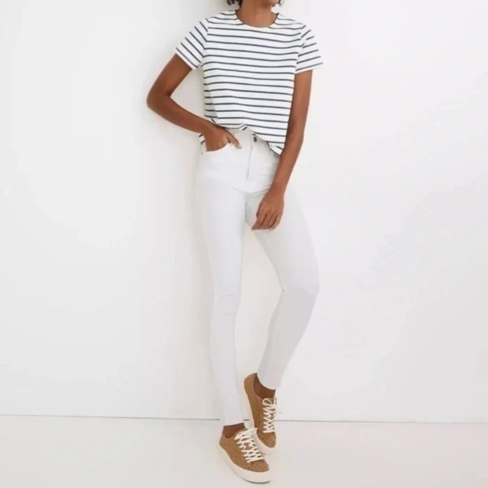 New Madewell 10" High Rise Skinny Jeans Pure White 25